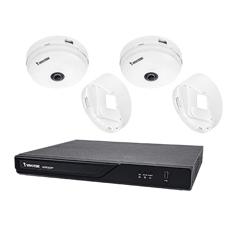 [DISCONTINUED] ND9322P-2FE90 Vivotek 8 Channel NVR 128Mbps Max Throughput w/ 8 Channel PoE Built-In - No HDD w/ 2 x 5MP Indoor Fisheye IP Security Cameras with Wall Mount Brackets