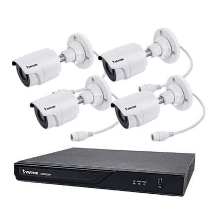 [DISCONTINUED] ND9322P-2TB-4IB80 Vivotek 8 Channel NVR Kit 128Mbps Max Throughput 2TB w/ 4 x 5MP Outdoor IR Bullet IP Security Cameras