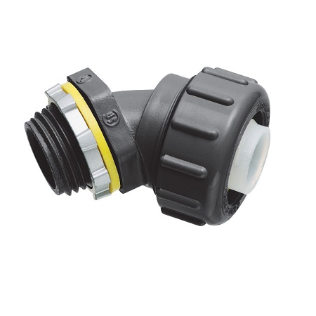 NMLT45100BL-5 Arlington Industries 1" Black PVC Liquid Tight 45 Degree Non-Metallic Connectors - Pack of 5