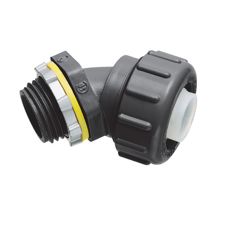 NMLT45125BL Arlington Industries 1-1/4" PVC Liquid Tight 45 Degree Non-Metallic Connectors Black