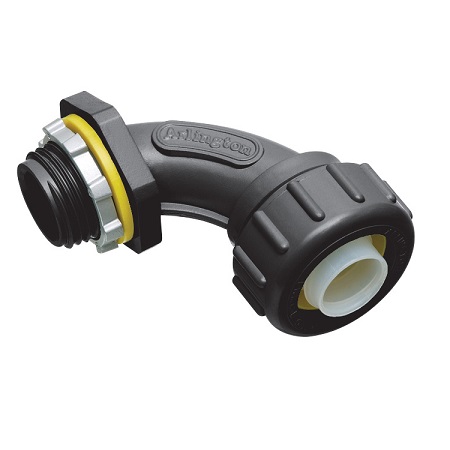 NMLT90100BL-5 Arlington Industries 1" Black PVC Liquid Tight 90 Degree Non-Metallic Connectors - Pack of 5