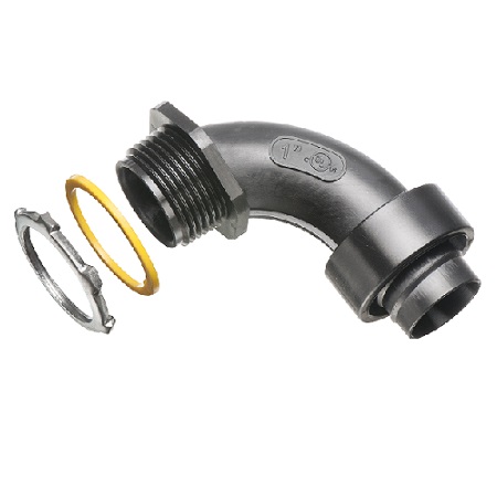 NMSC90100BL-5 Arlington Industries 1" Black Screw-On 90° Non-Metallic Connectors - Pack of 5