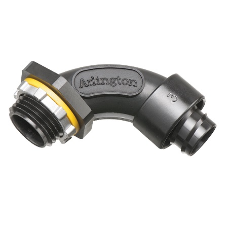 NMSC9075BL-25 Arlington Industries ¾" Screw-On 90° Non-Metallic Liquid Tight Connectors - Pack of 25