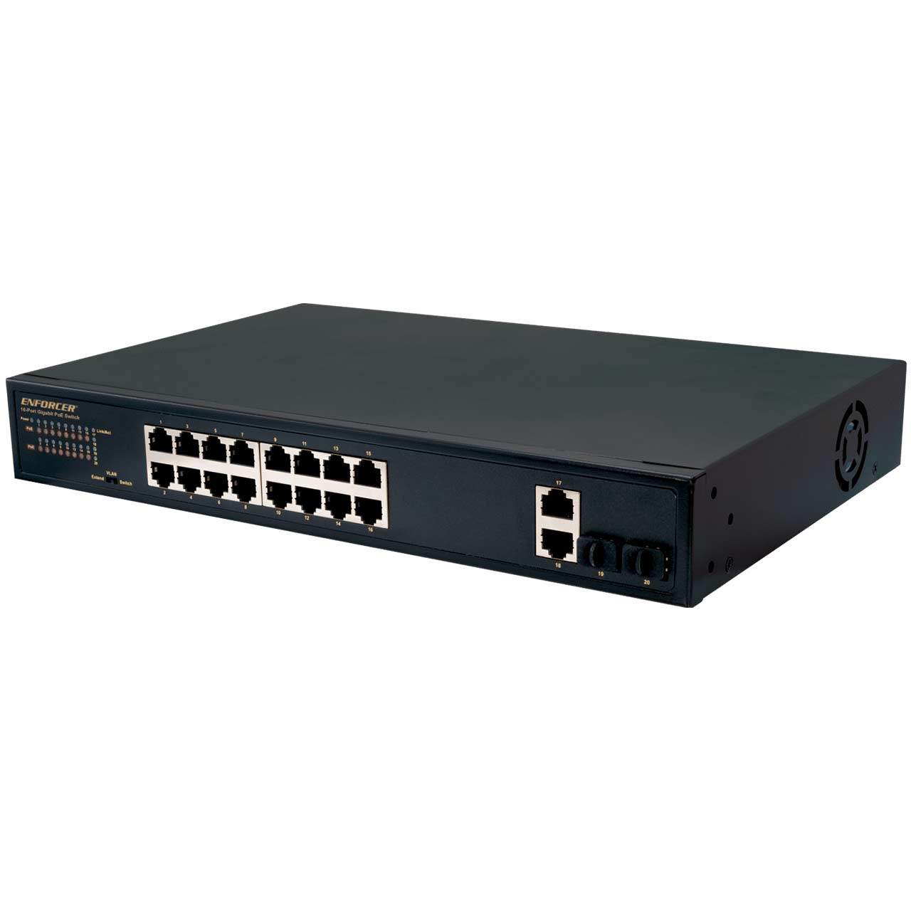 NS-516UT-GAQ Seco-Larm 16-Port Gigabit Unmanaged PoE+ Switch