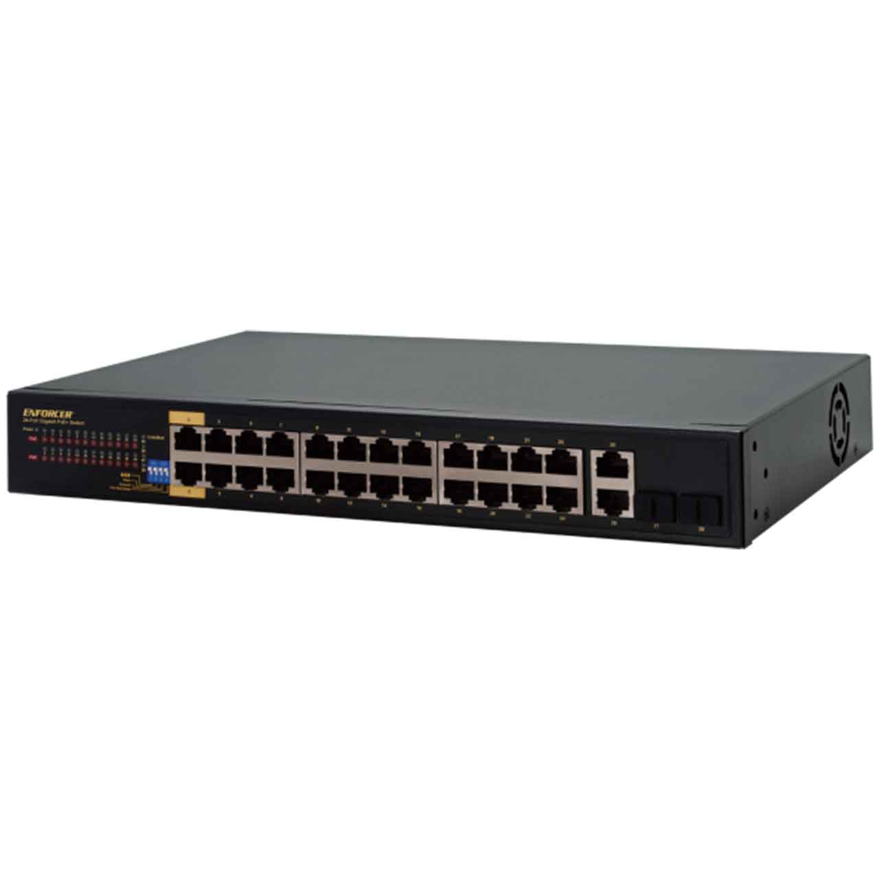 NS-524UT-GA Seco-Larm 24-Port Gigabit Unmanaged PoE+ Switch with AI