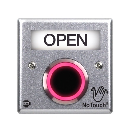 NT-CA300-EN STI NoTouch Cast Aluminum IR Switch with Three Snap-in Messages - European Single-Gang
