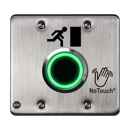 NT-SS200-EN STI NoTouch US Double Gang Outdoor Sensor - Running Man Symbol - Stainless Steel
