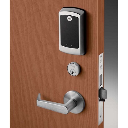 NTM610-ZW2-626 Yale Mortise Lock with Pushbutton Keypad-Cylinder Override-ZW Module - Satin Chrome