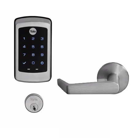 NTM617-ZW3-626-LH Yale Mortise Lock with Pushbutton Keypad-Cylinder Override with Thumbturn ZW Module - Satin Chrome Plated - Left Hand