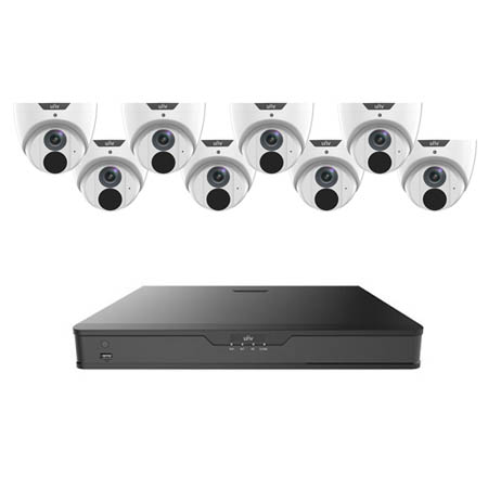NVR302-4TB-IPC3614SB8 Uniview 8 Channel NVR Kit 160Mbps Max Throughput - 4TB Built-in 8 Port PoE w/ 8 x 4MP Outdoor IR Eyeball IP Security Cameras
