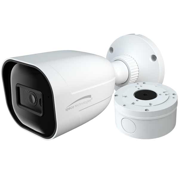 O4B9 Speco Technologies 2.8mm 30FPS @ 4MP Indoor/Outdoor IR Day/Night WDR AI Bullet IP Security Camera 12VDC/POE - White Housing