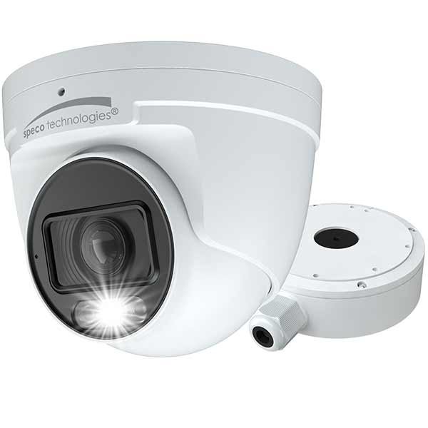 O4LT1M Speco Technologies 2.8-12mm Motorized 30FPS @ 4MP Indoor/Outdoor IR Day/Night WDR White Light Intensifier AI with People & Vehicle Detection Turret IP Security Camera 12VDC/POE
