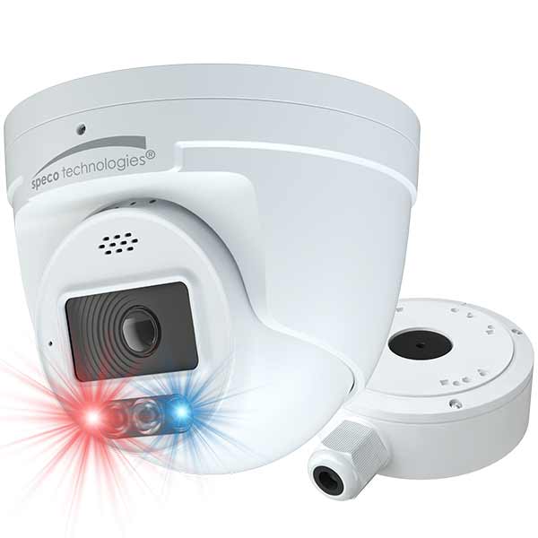 O4TDD2 Speco Technologies 2.8mm 30FPS @ 4MP Indoor/Outdoor IR Day/Night WDR AI Audio & Visual Deterrent Turret IP Security Camera 12VDC/POE