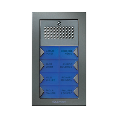 PA8F Comelit EZ-Pack Powercom Audio Flush Mount 8 Push Button Entry Panel Kit