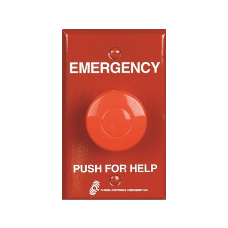 PBM-5-4-L2 Alarm Controls Momentary Operator 1 N/O Pair 12VDC Illumination Emergency Panic Station - Red Wall Plate