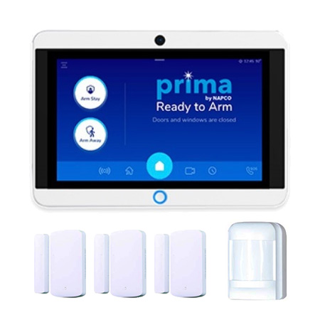 PKIT-1V Prima by Napco All-in-One-Connected Home and Security 7" Smart Panel Kit with 3 x Windor/Door Transmitters and 1 x PIR Sensor - Verizon