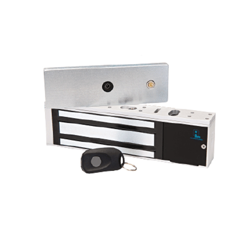 PM1200SLBI Alarm Lock Power Magnet - 1200lb Magnetic Lock Field Selectable 12/24v DC for Double Doors - L.E.D. Indicator & Door Bond Sensor - Aluminum Finish