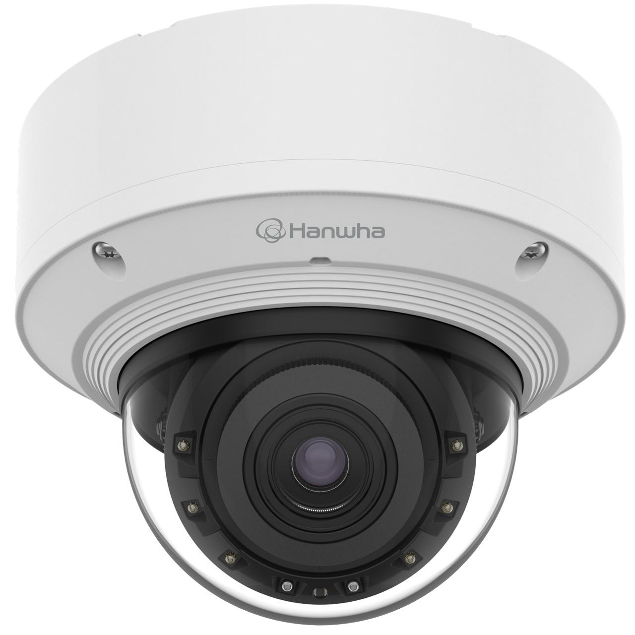PND-A9082RV Hanwha Vision P Series 5.9-13.3mm Motorized 30FPS @ 8MP Indoor IR Day/Night WDR Vandal Dome IP Security Camera 12VDC/PoE