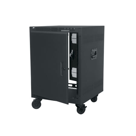 PTRK-14 Middle Atlantic 14 Space (24 1/2 Inch) Portable Rolling Rack with Locking Front & Rear Doors