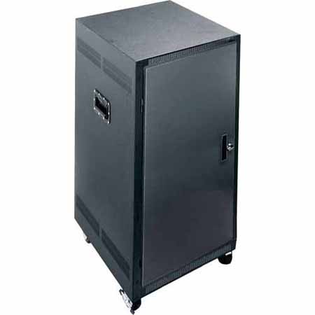PTRK-2126 Middle Atlantic 21 Space (36 3/4 Inch) 26 Inch Deep Portable Rolling Rack with Locking Front and Rear Doors