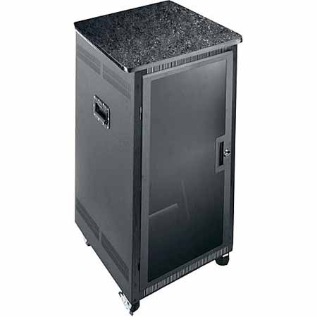 PTRK-2126MDK Middle Atlantic 21 Space (36 3/4 Inch) 26 Inch Deep Portable Rolling Rack with Plexi Front Doors