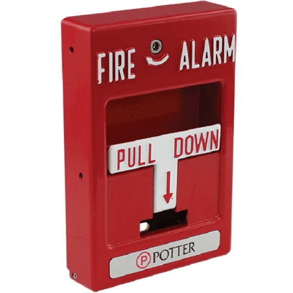1000448 Potter P32-1T-LP-KL Dual Action Die-Cast Metals Conventional Pull Station - Red