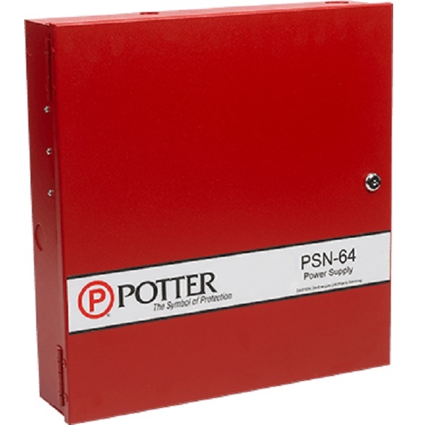 3006436 Potter PSN-64 6 Amp Power Supply 4 NAC Circuits - Red