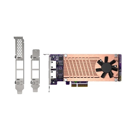 QM2-2P2G2T QNAP QM2 series, 2 x PCIe 2280 M.2 SSD slots, PCIe Gen3 x 4 , 2 x Intel I225LM 2.5GbE NBASE-T Port
