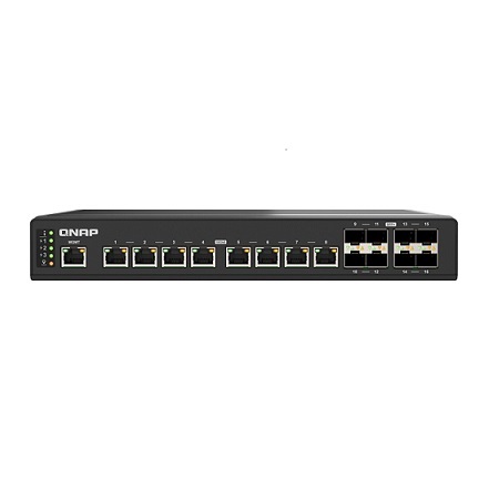 QSW-IM3216-8S8T-US QNAP 8 x 10GbE RJ45 and 8 x 10GbE SFP+ Fan Less Industrial Design Switch
