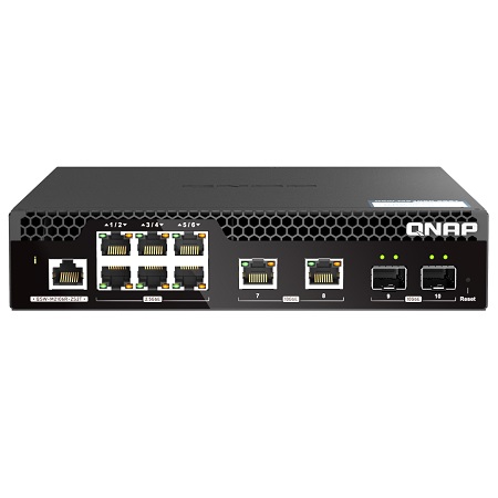 QSW-M2106R-2S2T-US Qnap 6 x 2.5Gbps RJ45 Plus 2 x 10GbE BASE-T RJ45 and 2 x SFP+ Ports Rackmount Web Managed Switch