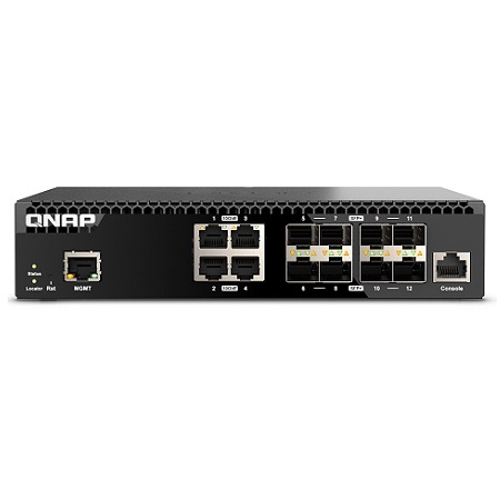 QSW-M3212R-8S4T-US QNAP Half-Width Rackmount Full 10GbE L2 Managed Switch
