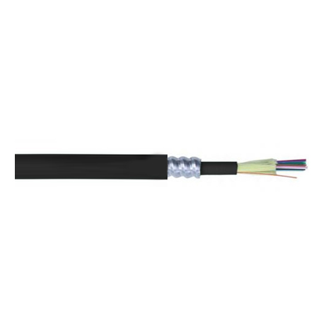 REMEX332422CBIALR-T-4250 Remee 24 Fiber Tight-Buffered Multimode OM1 OFCP Plenum Distribution - Aluminum Armored Fiber Optic Cable - 4250' Spool - Black