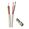 Show product details for RG59SIA-PRO-75 Siamese 20 AWG Shielded Solid Bare Copper RG59 Coaxial Plus 18 AWG 2 Conductors Unshielded Stranded Bare Copper CM/CL2 Non-plenum CCTV Cable with Male RG59U Compression BNC Ends - 75' Coil - White