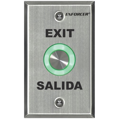 SD-6276-SS1Q Seco-Larm Piezoelectric Pushbutton Vandal-Resistant Single-Gang Plate - "EXIT" and "SALIDA"