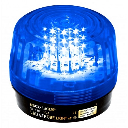 SL-1301-SAQ/B Seco-Larm Blue LED Strobe Light w/ Built-in Siren and 10 LED Strips 9-24VAC/VDC