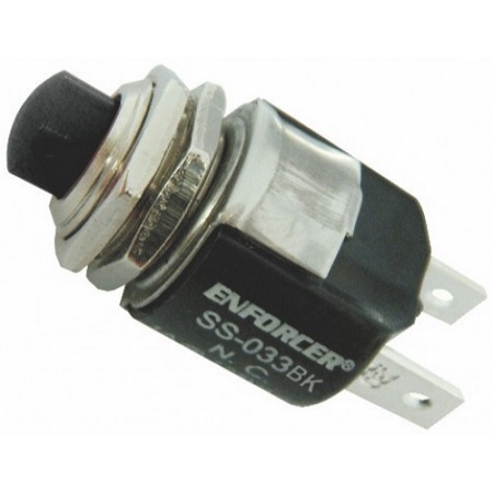 SS-033Q/BK-10 Seco-Larm Black N.C. Momentary Push Button Switch for 1/2" Hole - Pack of 10