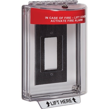STI-13320FR STI Universal Stopper Dome Cover Enclosure Flush Back Box and Hood with Horn - Fire Label - Red