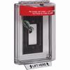 Show product details for STI-13330FR STI Universal Stopper Dome Cover Enclosure Flush Back Box and Hood with Horn and Relay - Fire Label - Red