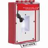 Show product details for STI-13430FR STI Universal Stopper Dome Cover Enclosed Back Box, Sealed Mounting Plate and Hood with Horn and Relay - Fire Label - Red