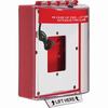 Show product details for STI-13530FR STI Universal Stopper Dome Cover Enclosed Back Box, Open Mounting Plate and Hood with Horn and Relay - Fire Label - Red