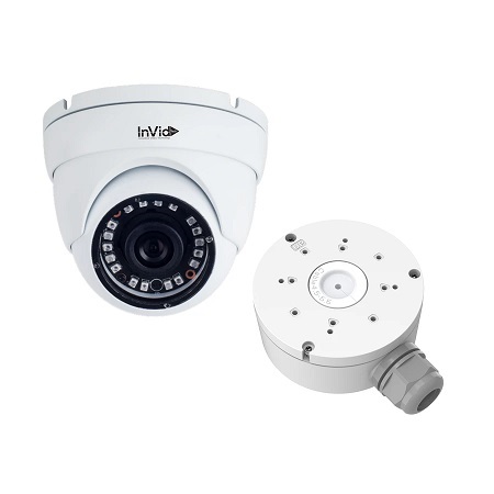 SEC-C5TXIR28/JB1 InVid Tech 2.8mm 30FPS @ 5MP Outdoor IR Day/Night DWDR Turret HD-TVI/HD-CVI/AHD/Analog Security Camera 12VDC with Included Junction Box