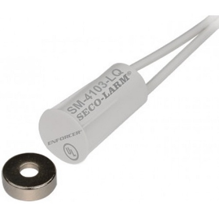 SM-4103-LQ-W-10 Seco-Larm Rare-Earth Stubby Press-Fit Mount N.C. Magnetic Contact with Quick-Connect Terminal Block - 10 Pack