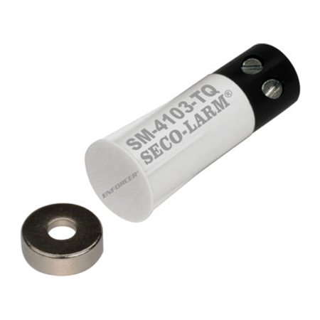 SM-4103-TQ-W-10 Seco-Larm Rare-Earth Stubby Press-Fit Mount N.C. Magnetic Contact with Quick-Connect Terminal Block - 10 Pack