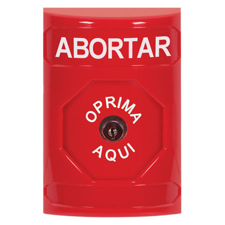 SS2000AB-ES STI Red No Cover Key-to-Reset Stopper Station with ABORT Label Spanish