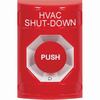 Show product details for SS2001HV-EN STI Red No Cover Turn-to-Reset Stopper Station with HVAC SHUT DOWN Label English