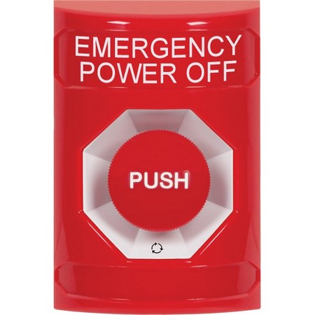 SS2001PO-EN STI Red No Cover Turn-to-Reset Stopper Station with EMERGENCY POWER OFF Label English