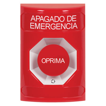 SS2001PO-ES STI Red No Cover Turn-to-Reset Stopper Station with EMERGENCY POWER OFF Label Spanish