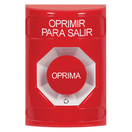SS2001PX-ES STI Red No Cover Turn-to-Reset Stopper Station with PUSH TO EXIT Label Spanish