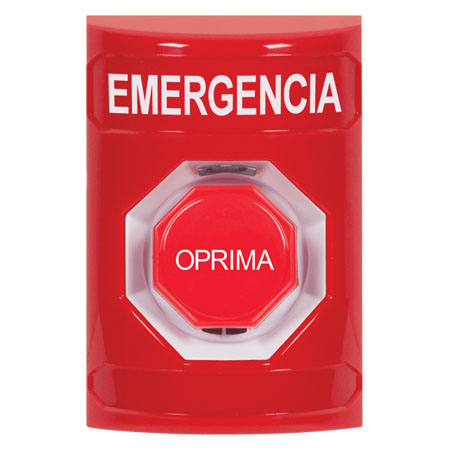 SS2002EM-ES STI Red No Cover Key-to-Reset (Illuminated) Stopper Station with EMERGENCY Label Spanish