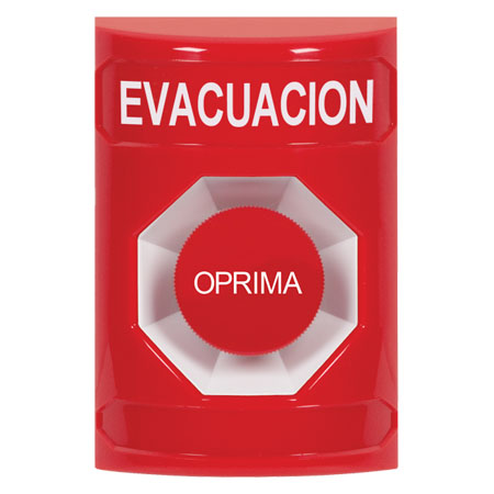 SS2004EV-ES STI Red No Cover Momentary Stopper Station with EVACUATION Label Spanish